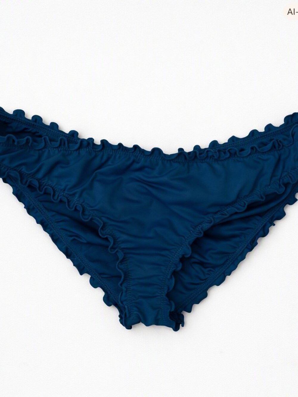 Victoria's Secret Navy Blue Cheeky Bikini Bottom Small Ruffle Trim EUC
